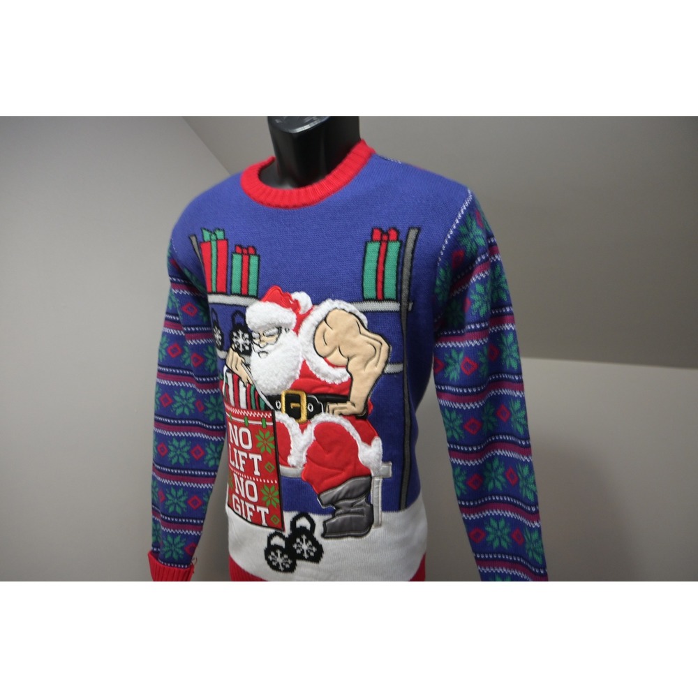 Blizzard Bay Sweater Men Medium Blue No Lift No Gift Santa Ugly Christmas EUC